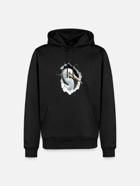 Reiher Vogel - Männer Premium Bio Hoodie - Schwarz