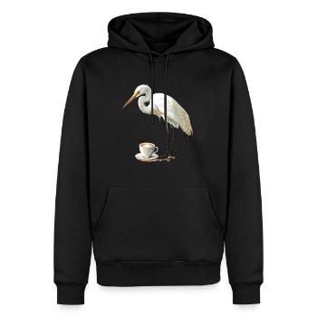 Reiher Vogel Kaffee - Männer Premium Bio Hoodie - Schwarz - Vorne - Nico (187cm)