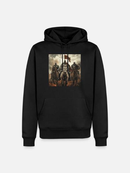 Ritter auf Pferd - Männer Premium Bio Hoodie - Schwarz