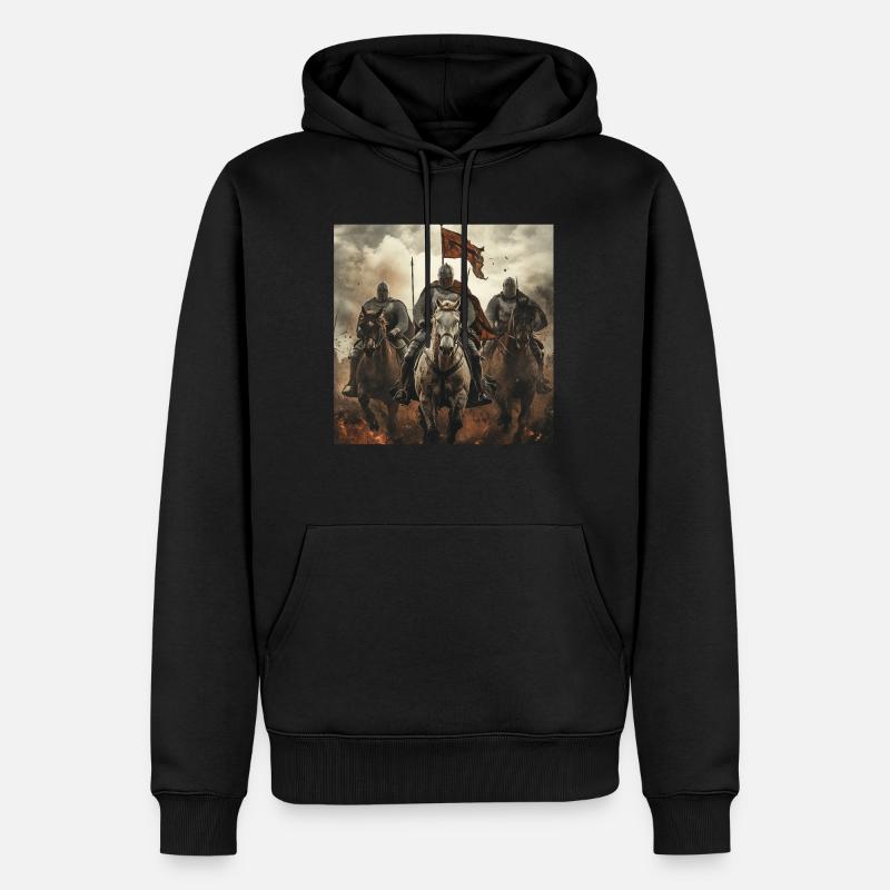 Ritter auf Pferd - Männer Premium Bio Hoodie - Schwarz