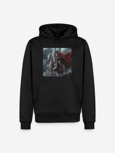 Ritter auf Pferd - Männer Premium Bio Hoodie - Schwarz