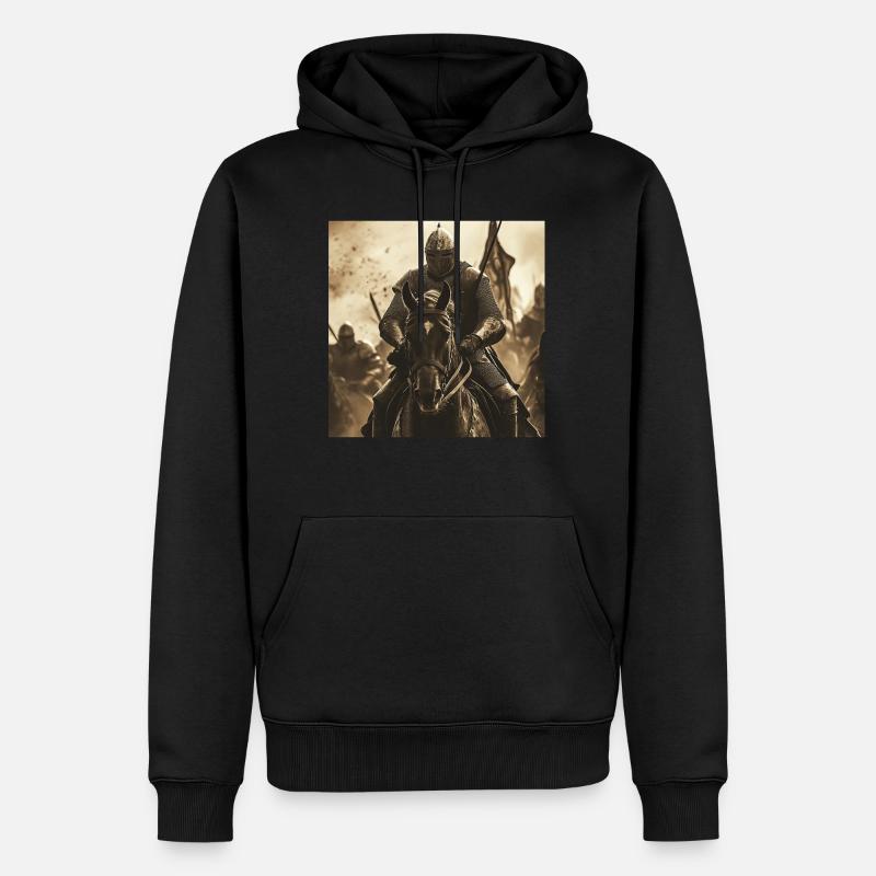 Ritter auf Pferd - Männer Premium Bio Hoodie - Schwarz
