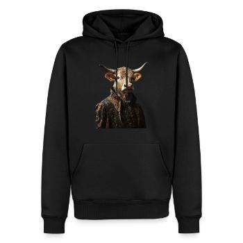 Kuh - Männer Premium Bio Hoodie - Schwarz - Vorne - Nico (187cm)