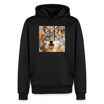 Wolf - Männer Premium Bio Hoodie - Schwarz - Vorne - Nico (187cm)