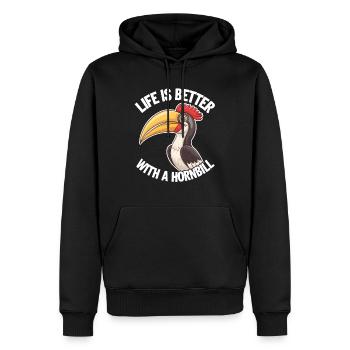 Nashornvogel - Männer Premium Bio Hoodie - Schwarz - Vorne - Nico (187cm)