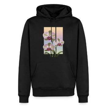 Orchidee - Männer Premium Bio Hoodie - Schwarz - Vorne - Nico (187cm)