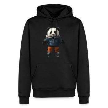 Panda - Männer Premium Bio Hoodie - Schwarz - Vorne - Nico (187cm)