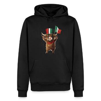 Hochlandrind - Männer Premium Bio Hoodie - Schwarz - Vorne - Nico (187cm)