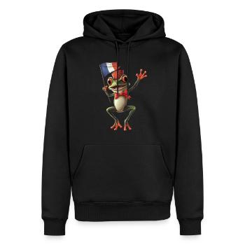 Frosch - Männer Premium Bio Hoodie - Schwarz - Vorne - Nico (187cm)