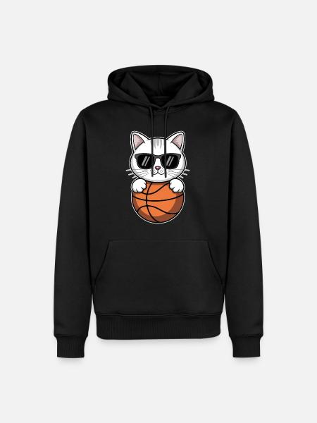 Basketball Cat Funny Basketball Gift - Men’s Premium Organic Hoodie - black