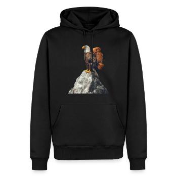 Adler - Männer Premium Bio Hoodie - Schwarz - Vorne - Nico (187cm)