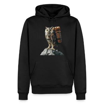Eule - Männer Premium Bio Hoodie - Schwarz - Vorne - Nico (187cm)
