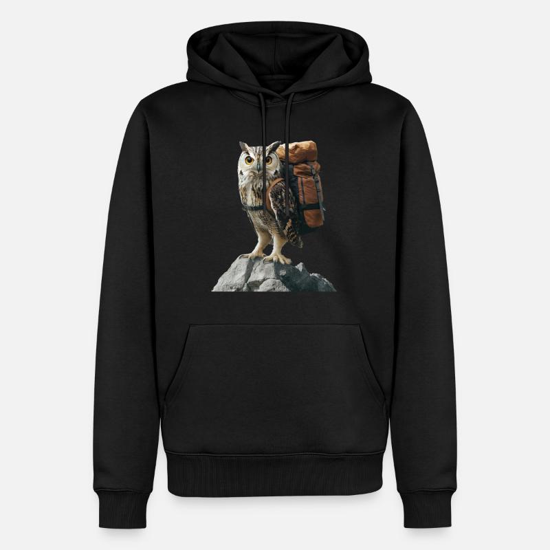 Eule - Männer Premium Bio Hoodie - Schwarz
