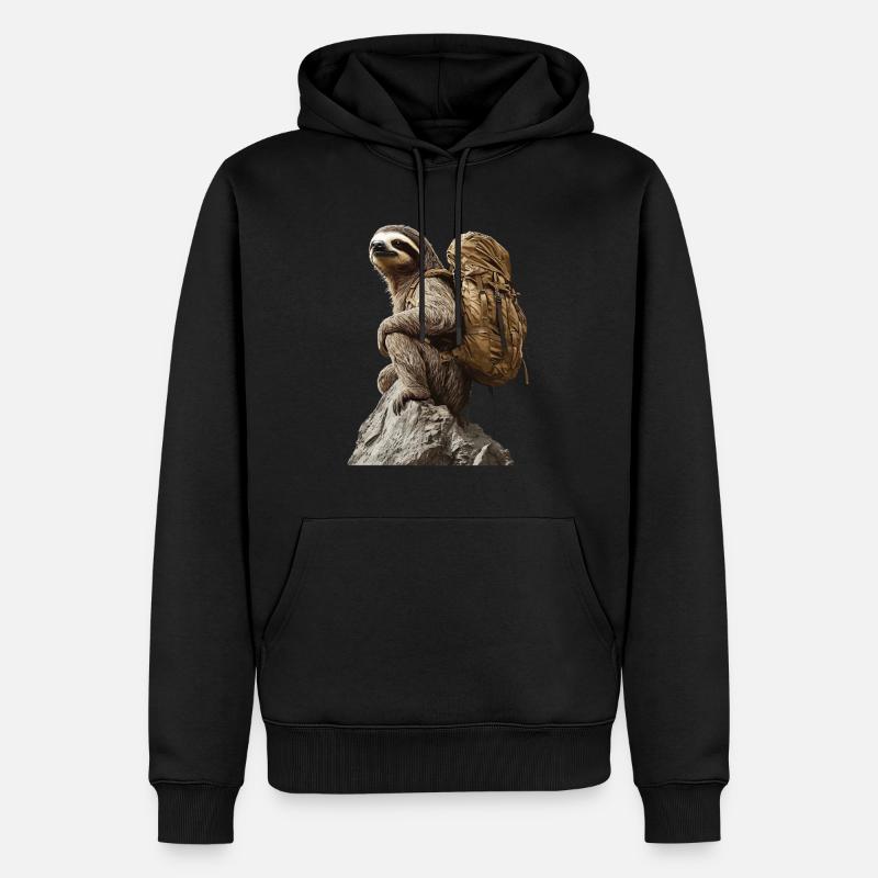 Faultier - Männer Premium Bio Hoodie - Schwarz