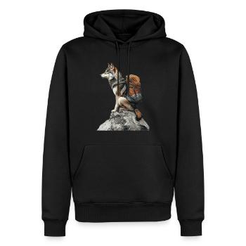 Wolf - Männer Premium Bio Hoodie - Schwarz - Vorne - Nico (187cm)