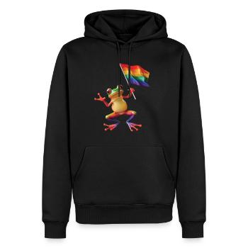 Frosch - Männer Premium Bio Hoodie - Schwarz - Vorne - Nico (187cm)