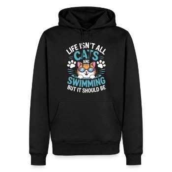 Schwimmen Spruch Katze Lustiges Schwimmen Geschenk - Männer Premium Bio Hoodie - Schwarz - Vorne - Nico (187cm)