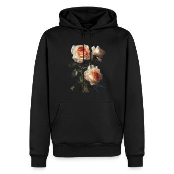 Rose - Männer Premium Bio Hoodie - Schwarz - Vorne - Nico (187cm)
