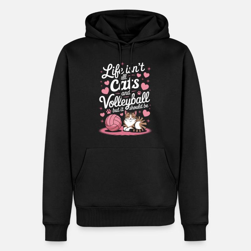 Chat de volley-ball drôle de cadeau de volley-ball - Sweat à capuche Premium bio Homme - noir