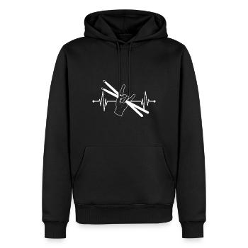 Schlagzeuger Drums and Sticks Herzschlag - Männer Premium Bio Hoodie - Schwarz - Vorne - Nico (187cm)