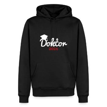 Doktortitel 2024 Doktorhut Promotion Doktor - Männer Premium Bio Hoodie - Schwarz - Vorne - Nico (187cm)