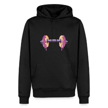 Workout mit Donuts Hantel - Männer Premium Bio Hoodie - Schwarz - Vorne - Nico (187cm)