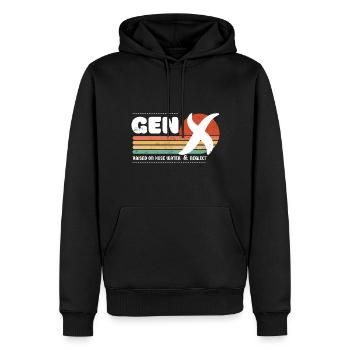 Gen X sunset - Blanc - Sweat à capuche Premium bio Homme - noir - Devant - Nico (187cm)