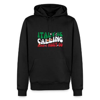 Italien ruft und ich muss im Sommer in den Urlaub fahren - Männer Premium Bio Hoodie - Schwarz - Vorne - Nico (187cm)