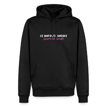 le matin, ta gueule .surtout lundi - Sweat à capuche Premium bio Homme - noir - Devant - Nico (187cm)