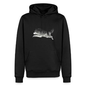 Le loup gris court - Sweat à capuche Premium bio Homme - noir - Devant - Nico (187cm)