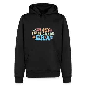 Dans ma première année, premier jour d’école - Sweat à capuche Premium bio Homme - noir - Devant - Nico (187cm)