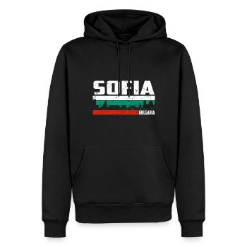 Sofia Bulgaria - Men’s Premium Organic Hoodie - black - Front - Nico (187cm)