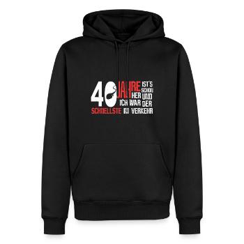 40. Geburtstag - schnellster im Verkehr - Männer Premium Bio Hoodie - Schwarz - Vorne - Nico (187cm)