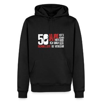 50. Geburtstag - schnellster im Verkehr - Männer Premium Bio Hoodie - Schwarz - Vorne - Nico (187cm)