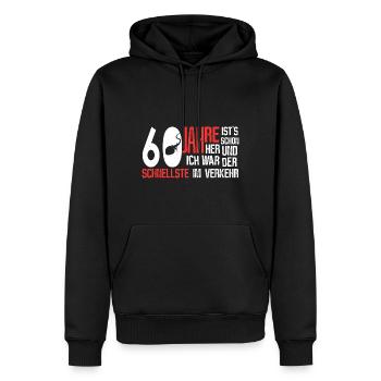 60. Geburtstag - der schnellste - Männer Premium Bio Hoodie - Schwarz - Vorne - Nico (187cm)