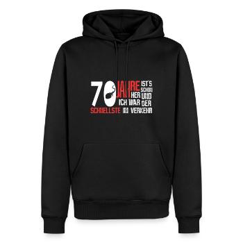 70. Geburtstag - der schnellste - Männer Premium Bio Hoodie - Schwarz - Vorne - Nico (187cm)
