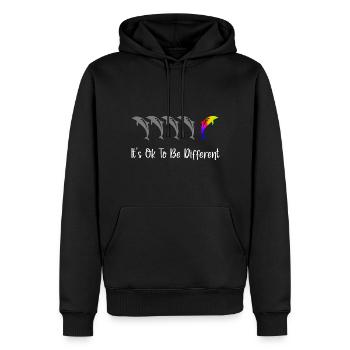 It's Ok To Be Different - Dolphins - Men’s Premium Organic Hoodie - black - Front - Nico (187cm)