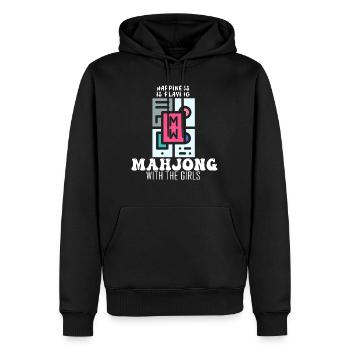 Le bonheur, c’est de jouer au mahjong avec les filles Chin - Sweat à capuche Premium bio Homme - noir - Devant - Nico (187cm)