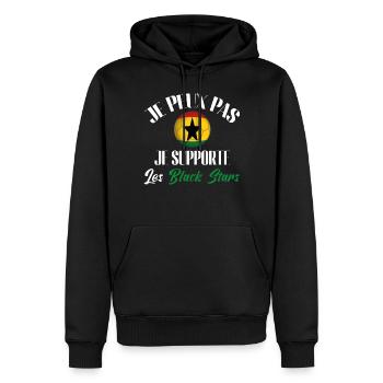 je peux pas je supporte les black stars. GHANA - Sweat à capuche Premium bio Homme - noir - Devant - Nico (187cm)