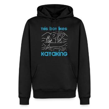 Un garçon aime le kayak Sports nautiques Le kayak - Sweat à capuche Premium bio Homme - noir - Devant - Nico (187cm)