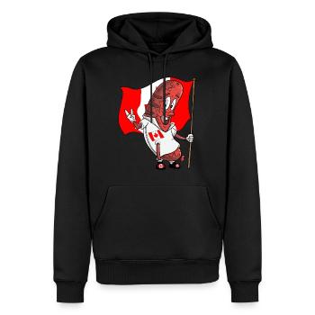 Saucisse Bratwurst du porc canadien - Sweat à capuche Premium bio Homme - noir - Devant - Nico (187cm)