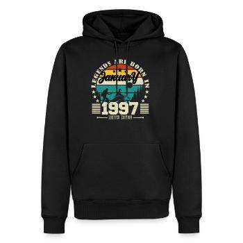 Janvier 1997. Cadeau d'anniversaire janvier 1997. - Sweat à capuche Premium bio Homme - noir - Devant - Nico (187cm)
