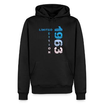 60. Geburtstag Mann Frau 60 Jahre 1963 - Männer Premium Bio Hoodie - Schwarz - Vorne - Nico (187cm)