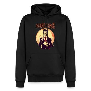 Un vampire buvant du café - Sweat à capuche Premium bio Homme - noir - Devant - Nico (187cm)