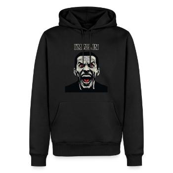 Un homme à l’air fou, je suis all in - Sweat à capuche Premium bio Homme - noir - Devant - Nico (187cm)