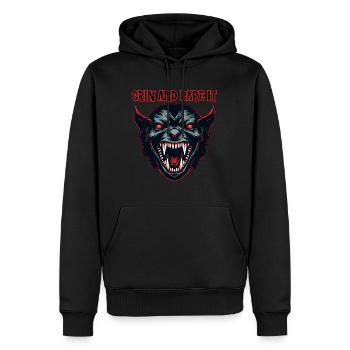 Dämonenkopf, grinse und entblöße es. - Männer Premium Bio Hoodie - Schwarz - Vorne - Nico (187cm)