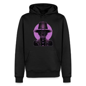 Squelette violet comme la tête portant un chapeau - Sweat à capuche Premium bio Homme - noir - Devant - Nico (187cm)