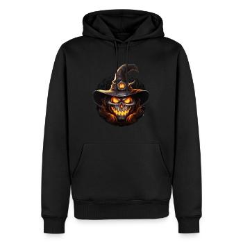 Sorcière citrouille noire effrayante - Sweat à capuche Premium bio Homme - noir - Devant - Nico (187cm)