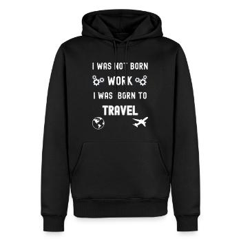 Je suis né pour voyager - Sweat à capuche Premium bio Homme - noir - Devant - Nico (187cm)