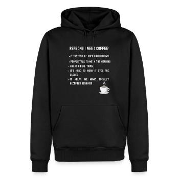 Reasons I need coffee list - Men’s Premium Organic Hoodie - black - Front - Nico (187cm)